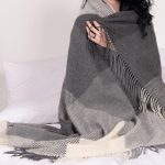 Hand-Finished Plaid Pure Wool Throw With Tassels