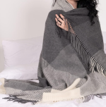 Hand-Finished Plaid Pure Wool Throw With Tassels