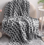 Soft Chenille Bohemian-Style Sofa Throw With Tassels