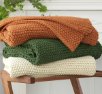 Chunky Cable-Knit Organic Cotton Vintage-Style Sofa Throw