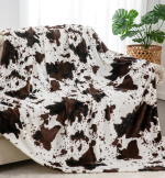 Cute Cow-Print Long-Pile Ultra-Soft Warm Throw Blanket