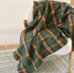 Soft Green Plaid Throw With Tassels (All-Season)