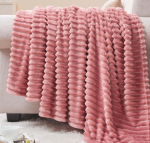 Soft And Fluffy Decorative Throw With 3d Striped Jacquard