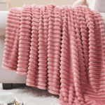 Soft And Fluffy Decorative Throw With 3d Striped Jacquard