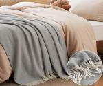 Luxurious, Warm Pure Cashmere Throw With Herringbone Pattern - Image 2