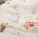 Handmade Chunky Chenille Cable-Knit Sofa Throw - Image 2