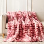 Soft And Comfortable Faux Rabbit Fur Bubble-Textured Throw - Image 2