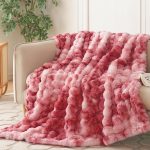 Soft And Comfortable Faux Rabbit Fur Bubble-Textured Throw